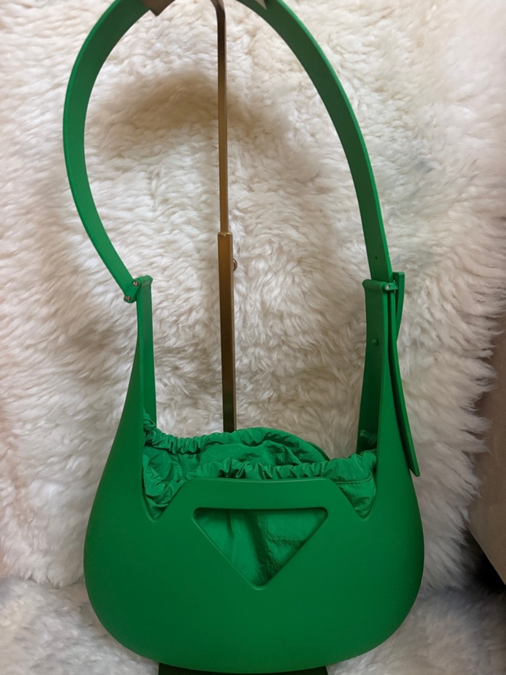 Bottega Veneta Green Shoulder Bag with Sculptural Silhouette Showstopper